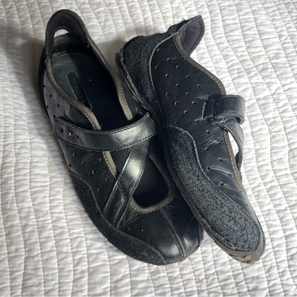 Diesel Ceara Ballet Flats Sporty Black Leather With Cross Strap